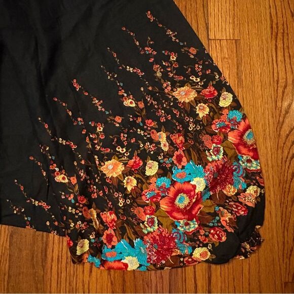 JINOVA Black Floral Harem Pants Boho Wide Leg Size S - Picture 3 of 6